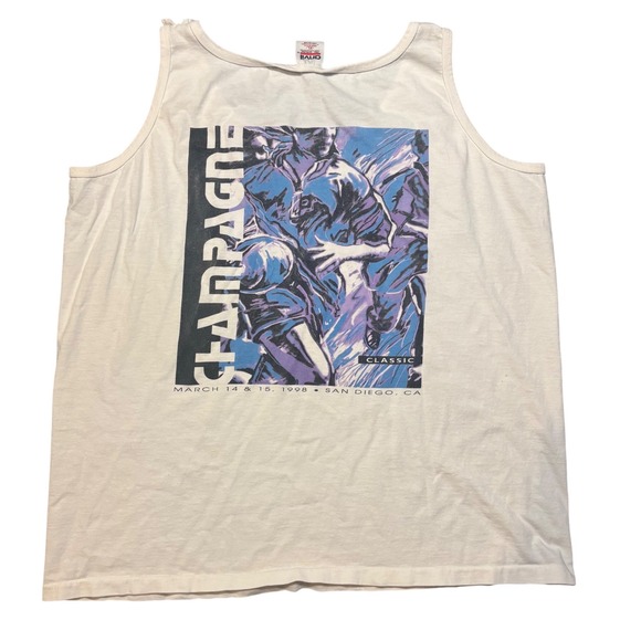 Anvil Tops - Vintage 90s Champagne Classic Women's Rugby Tank Top XL‎ Single Stitch